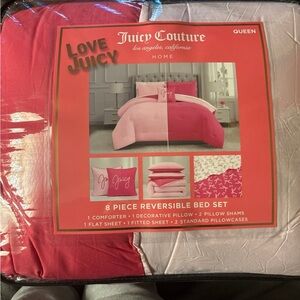 Juicy Couture Pink and White Reversible Bedding Set